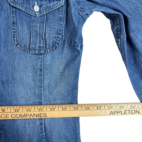 Vintage Polo Ralph Lauren 100% Cotton Blue Denim Shirt Long-Sleeved Jean Dress 4 - Picture 5 of 8